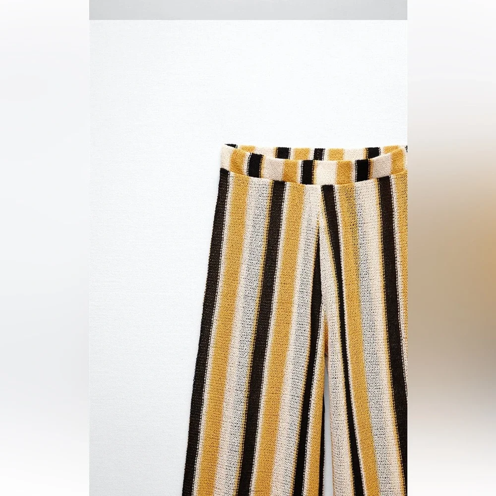 Zara Yellow and Black Striped Jumpsuit pants only